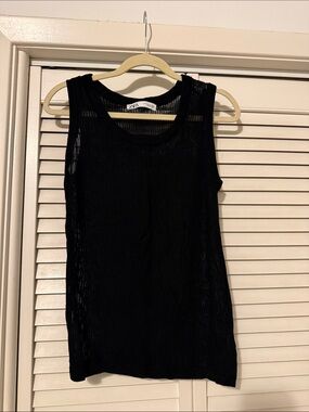 Zara Black Sheer Ribbed Tank
